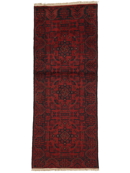 73X193 Tappeto Afghan Khal Mohammadi Orientale Passatoie Nero/Rosso Scuro (Lana, Afghanistan) Carpetvista