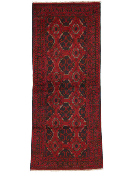  Afghan Khal Mohammadi Tappeto 76X190 Di Lana Nero/Rosso Scuro Piccolo Carpetvista