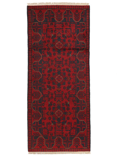 81X193 Tapete Oriental Afegão Khal Mohammadi Passadeira Preto/Vermelho Escuro (Lã, Afeganistão) Carpetvista