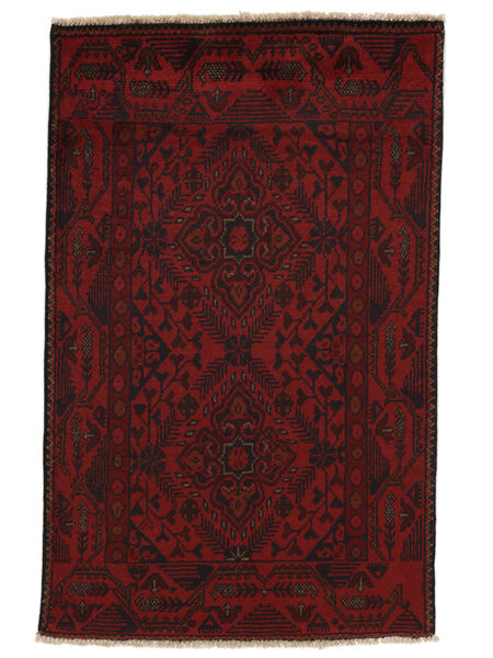 75X121 Afghan Khal Mohammadi Teppich Orientalischer Schwarz/Dunkelrot (Wolle, Afghanistan) Carpetvista