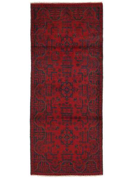 84X198 Alfombra Afghan Khal Mohammadi Oriental De Pasillo Rojo Oscuro/Negro (Lana, Afganistán) Carpetvista
