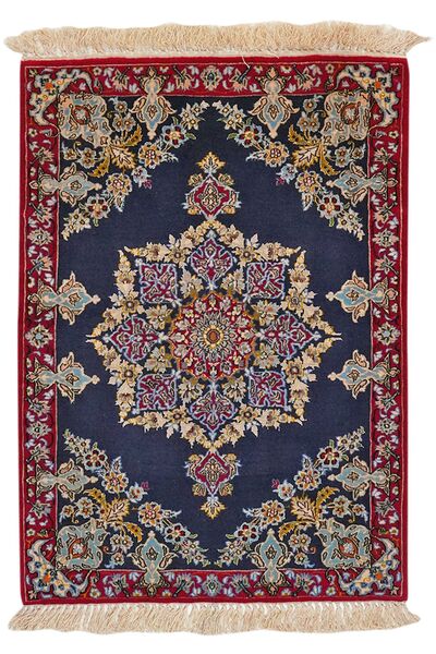 絨毯 イスファハン シルク 経糸 69X96 ブラック/茶色 (ウール, ペルシャ/イラン)