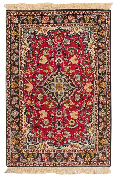  Persisk Isfahan Silke Renning Teppe 73X108 Mørk Rød/Svart