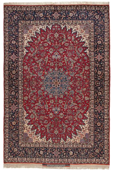 Isfahan Silke Trend Tæppe 148X227 Sort/Mørkerød Uld, Persien/Iran