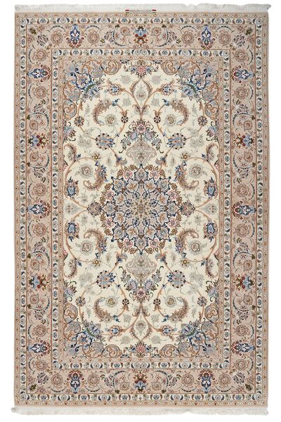  Orientalischer Isfahan Seide Kette Teppich 155X239 Braun/Beige Wolle, Persien/Iran