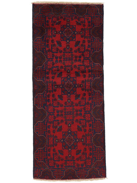  Orientalisk Afghan Khal Mohammadi 77X193 Hallmatta Svart/Mörkröd Ull, Afghanistan Carpetvista