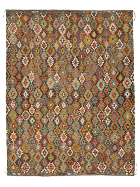 Tapete Oriental Kilim Afegão Old Style 316X408 Castanho/Amarelo Escuro Grande (Lã, Afeganistão)