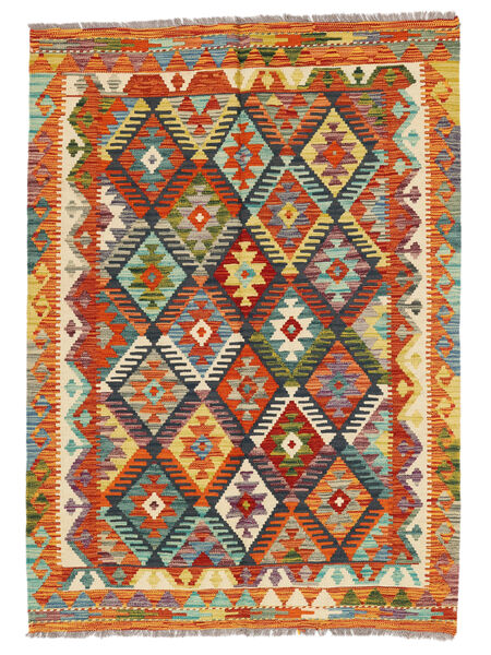 Kelim Afghan Old Style Matot 123X170 Musta/Tummanpunainen Carpetvista