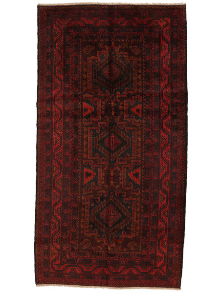134X258 Dywan Beludż Orientalny Czarny/Ciemnoczerwony (Wełna, Afganistan) Carpetvista