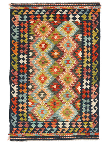 絨毯 オリエンタル キリム アフガン オールド スタイル 116X178 ブラック/オレンジ (ウール, アフガニスタン)