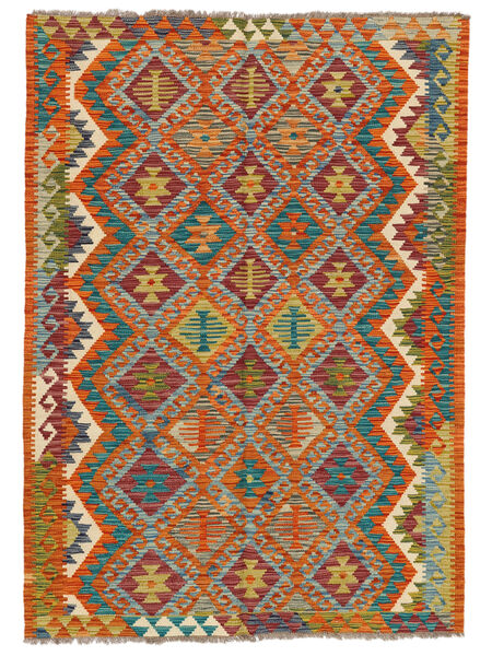 Kelim Afghan Old Stil Teppich 126X176 Dunkelrot/Schwarz Wolle, Afghanistan Carpetvista