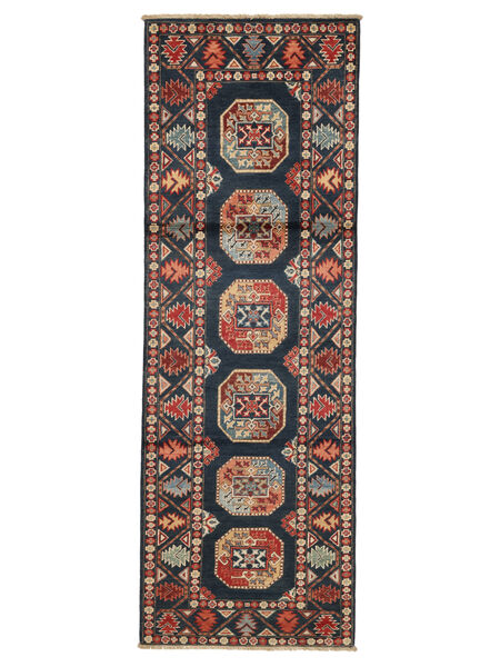  Orientalischer Kazak Fine Teppich 83X246 Läufer Schwarz/Dunkelrot Wolle, Afghanistan Carpetvista