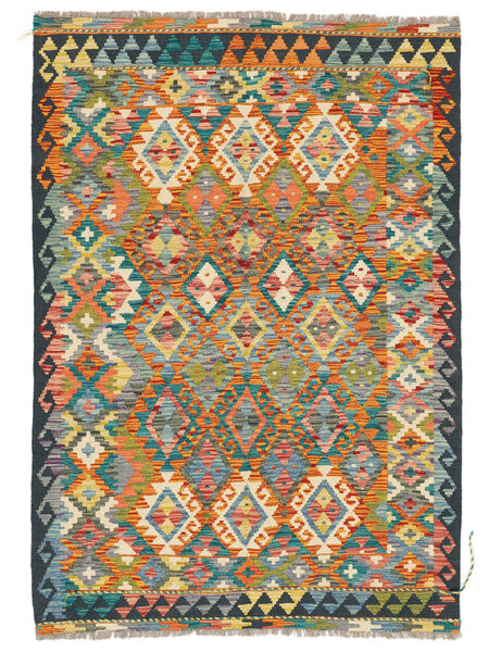 127X180 Tappeto Kilim Afghan Old Style Orientale Nero/Verde (Lana, Afghanistan) Carpetvista