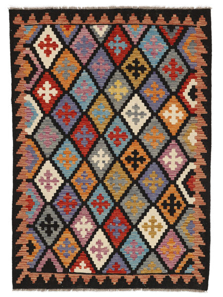 Kelim Afghan Old Stil Teppich 127X178 Schwarz/Braun Wolle, Afghanistan Carpetvista