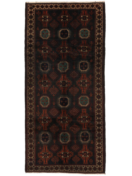 絨毯 バルーチ 132X281 廊下 カーペット ブラック/茶色 (ウール, アフガニスタン)