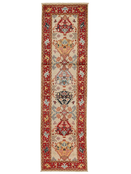 80X295 Tapete Kazak Fine Oriental Passadeira Castanho/Vermelho Escuro (Lã, Afeganistão) Carpetvista