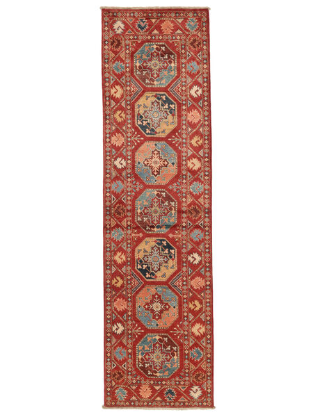 Tapete Oriental Kazak Fine 78X295 Passadeira Vermelho Escuro/Castanho (Lã, Afeganistão)