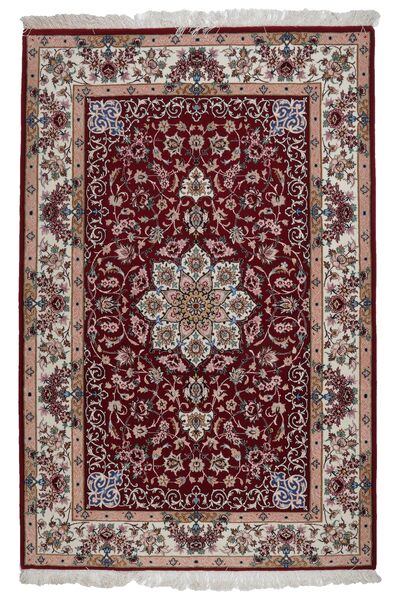  Isfahan Seide Kette 107X164 Persischer Wollteppich Schwarz/Dunkelrot Klein