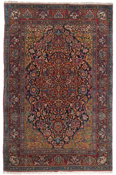 Koberec Isfahan Hedvábí Osnovní Materiál 142X215 Černá/Hnědá (Vlna, Persie/Írán)