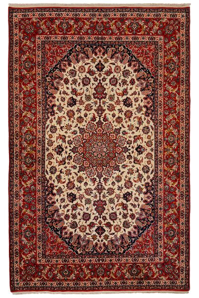 Koberec Perský Isfahan Hedvábí Osnovní Materiál 148X228 Černá/Tmavě Červená (Vlna, Persie/Írán)