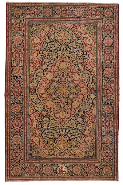  Orientalisk Isfahan Silke Varp Matta 140X220 Brun/Svart Ull, Persien/Iran