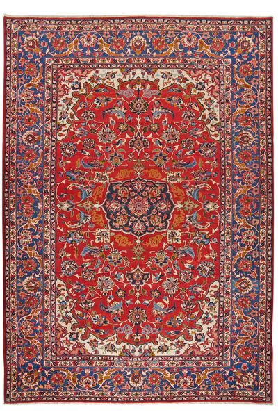 Alfombra Isfahan De Seda Urdimbre 228X326 Rojo Oscuro/Negro (Lana, Persia/Irán)