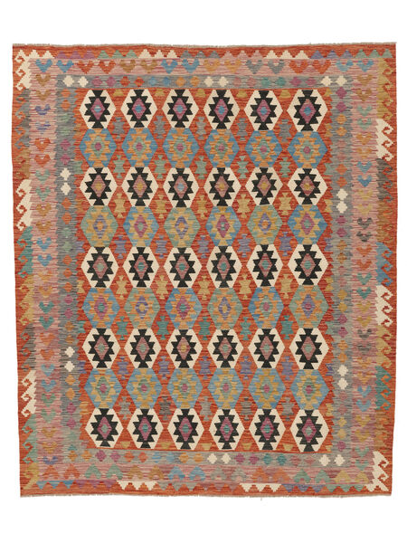  Kilim Afegão Old Style Tapete 250X293 Lã Castanho/Vermelho Escuro Grande Carpetvista