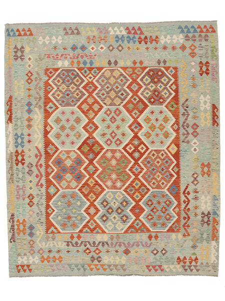 252X295 Kelim Afghan Old Stil Teppich Orientalischer Grün/Orange Großer (Wolle, Afghanistan) Carpetvista