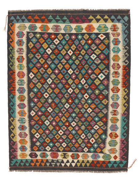  Kelim Afghan Old Style Matot 135X175 Musta/Tummanvihreä Carpetvista