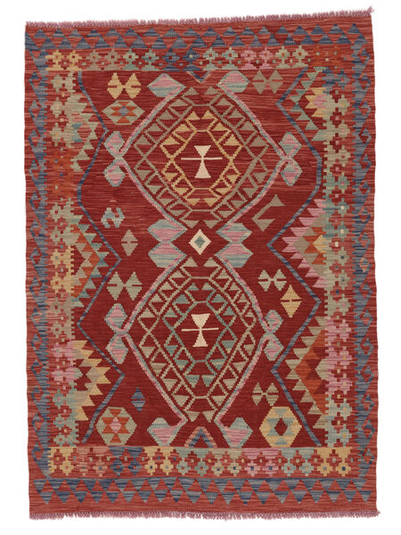 123X174 Kelim Afghan Old Style Tæppe Orientalsk Mørkerød/Brun (Uld, Afghanistan) Carpetvista