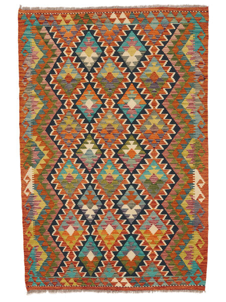  131X198 Kelim Afghan Old Style Matta Mörkröd/Mörkgul Afghanistan Carpetvista