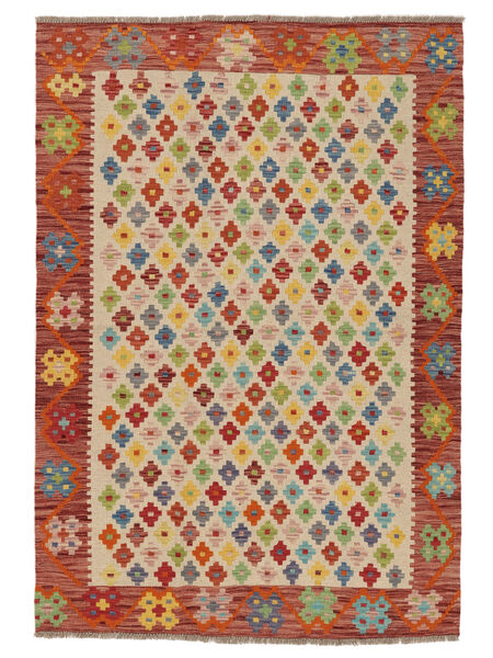 Kelim Afghan Old Stil Teppich 127X183 Dunkelrot/Orange Wolle, Afghanistan Carpetvista