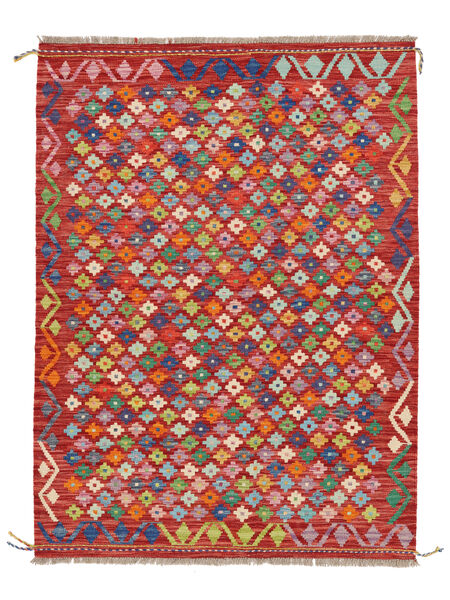 Kelim Afghan Old Stil Teppich 129X172 Dunkelrot/Rot Wolle, Afghanistan Carpetvista