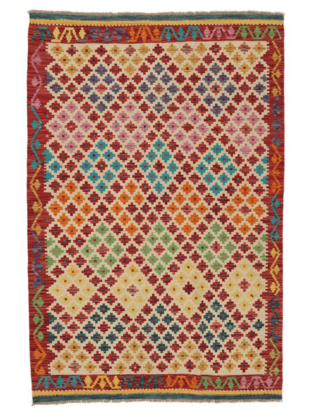  128X191 Kelim Afghan Old Style Matta Mörkröd/Orange Afghanistan Carpetvista