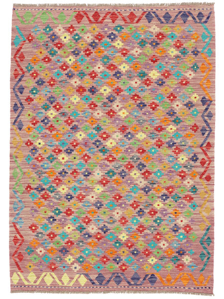  Kelim Afghan Old Style Matot 126X176 Ruskea/Punainen Carpetvista