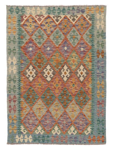 125X172 Tapete Oriental Kilim Afegão Old Style Castanho/Verde Escuro (Lã, Afeganistão) Carpetvista