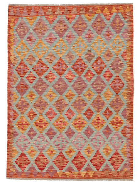  Kilim Afghan Old Style Tappeto 124X168 Di Lana Marrone/Rosso Scuro Piccolo Carpetvista