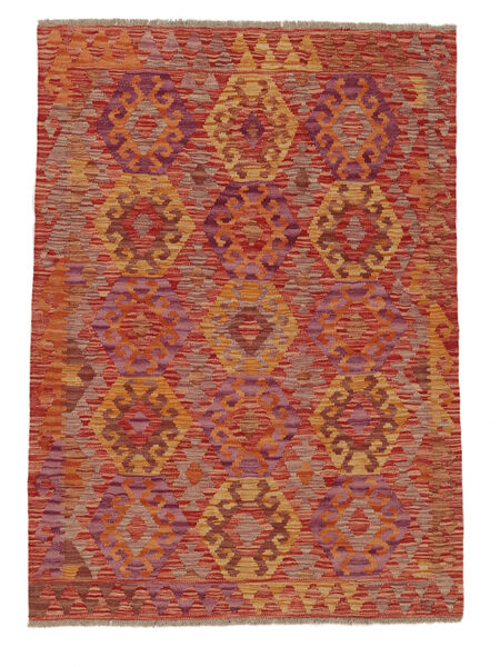 絨毯 オリエンタル キリム アフガン オールド スタイル 128X175 ダークレッド/茶色 (ウール, アフガニスタン)