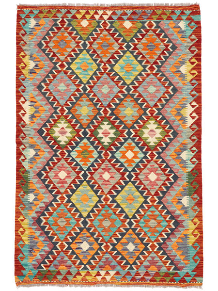  Orientalsk Kelim Afghan Old Style Tæppe 129X190 Mørkerød/Orange Uld, Afghanistan Carpetvista
