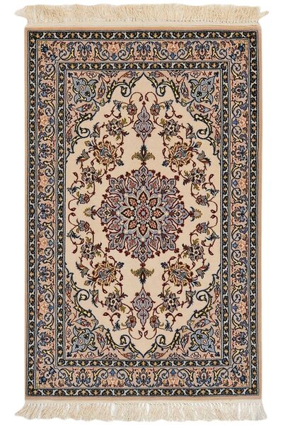 68X109 絨毯 イスファハン シルク 経糸 オリエンタル 茶色/ブラック (ウール, ペルシャ/イラン)