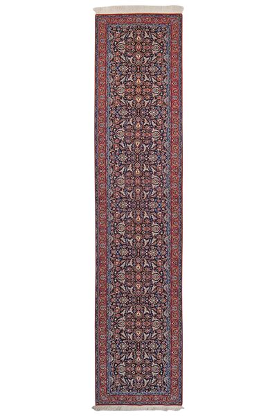  Isfahan Svila Warp Tepih 88X394 Perzijski Vuneni Tamno Crvena/Crna Mali Sag