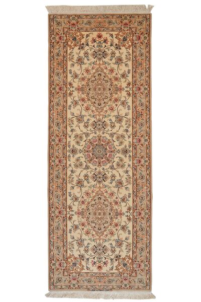  Persischer Isfahan Seide Kette Teppich 82X222 Läufer Braun/Orange (Wolle, Persien/Iran)