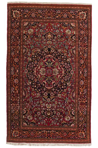  Orientalischer Isfahan Seide Kette Teppich 136X227 Schwarz/Dunkelrot Wolle, Persien/Iran