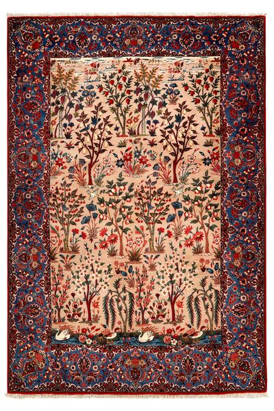  Orientalsk Isfahan Silke Trend Tæppe 155X223 Sort/Mørkerød Uld, Persien/Iran
