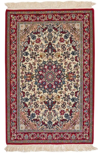  Persisk Isfahan Silke Renning Teppe 73X111 Brun/Mørk Rød