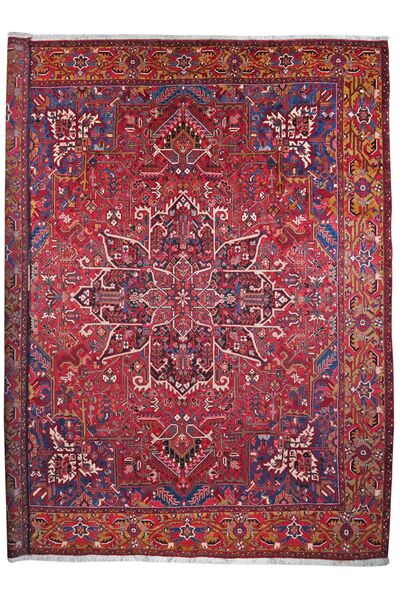  Persischer Heriz Teppich 304X383 Dunkelrot/Schwarz Großer (Wolle, Persien/Iran)