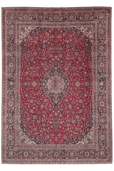 339X493 Tapete Kashan Oriental Vermelho Escuro/Preto Grande (Lã, Pérsia/Irão)