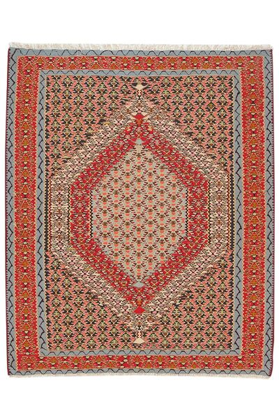  124X150 Kilim Senneh Matot Matto Ruskea/Tummanpunainen Persia/Iran