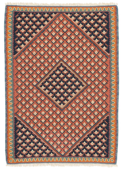  Kilim Senneh Fine Rug 105X145 Persian Wool Brown/Black Small Carpetvista