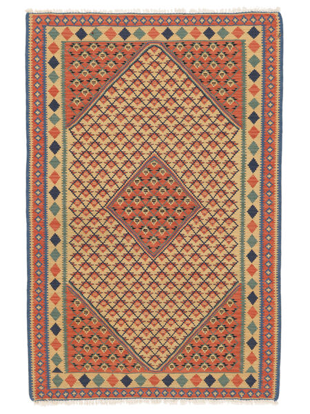 102X157 Tappeto Orientale Kilim Senneh Fine Arancione/Marrone (Lana, Persia/Iran) Carpetvista